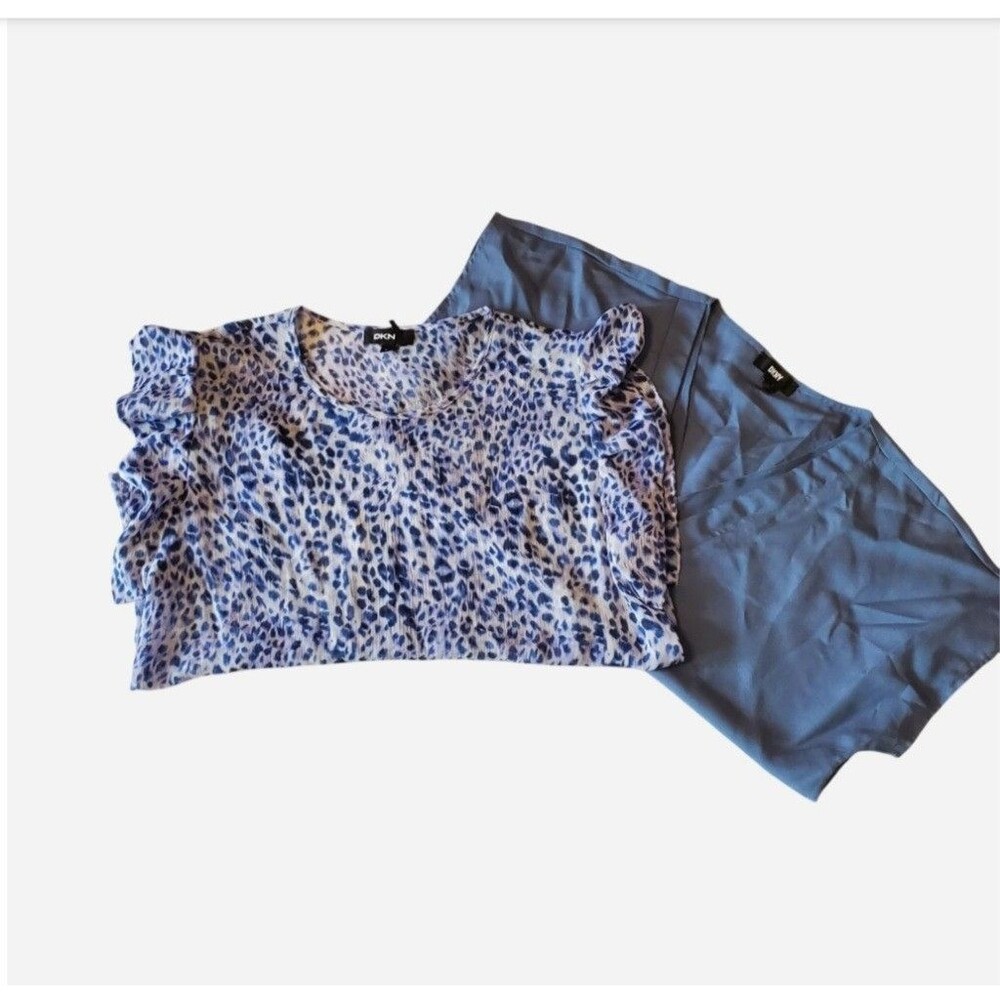DKNY Bundle Lot Two Blouse Top Size S Office Blue Purple Career Business Casual